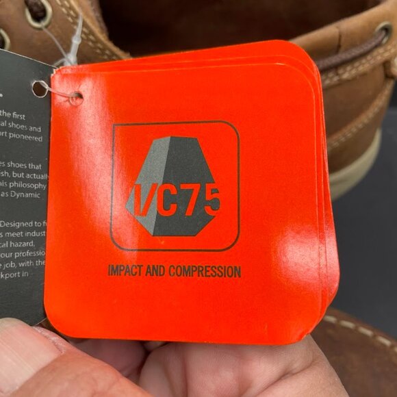 Rockport Works Mens Brown Leather Sailing Club 3 Eye Steel Toe Boat Shoe 9M - Picture 2 of 15